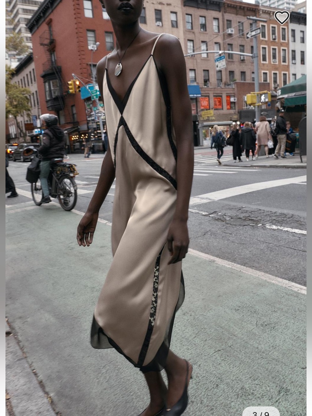 Zara Champagne Slip Dress with Black Contrast Trim - Picture 3 of 11